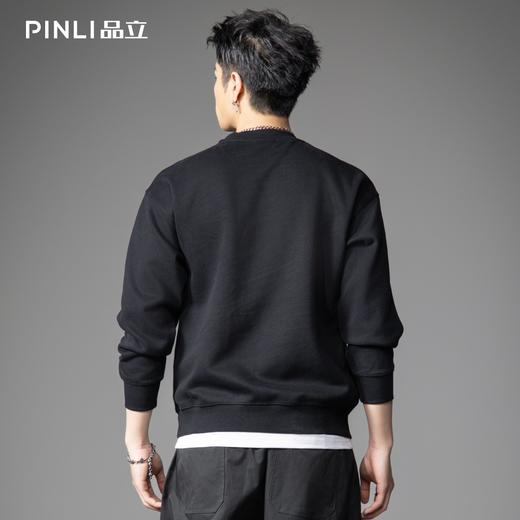 PINLI品立2026春季新款金属烫钻圆领落肩袖套头卫衣上衣男士潮牌BG262109005 商品图2