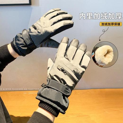 滑雪手套男款冬天骑行防寒防冻加绒加厚保暖摩托车触屏防滑棉手套 商品图1