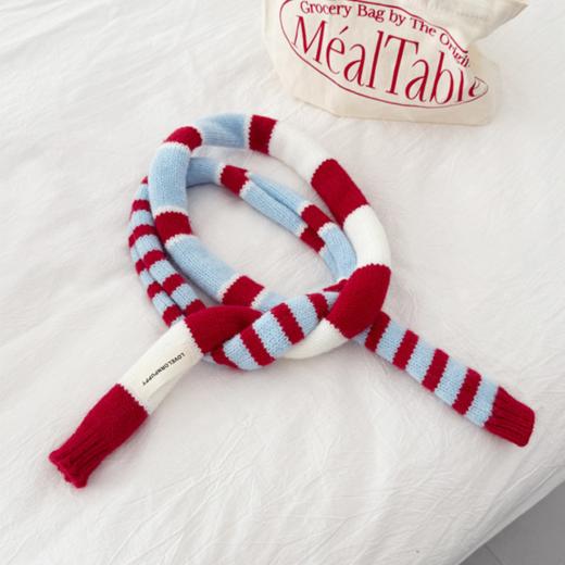 壁虎瑜伽【2601PJ475】冬季红白蓝条纹腊肠围巾 （5天发货） 商品图5