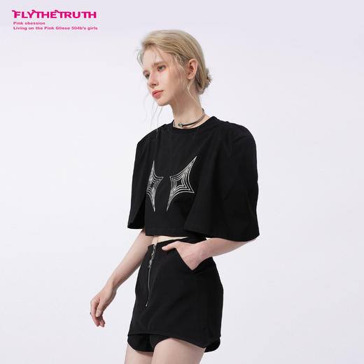 FTT FlyTheTruth四芒星陷阱设计感纯棉短袖T恤女夏季打底短款上衣 商品图1