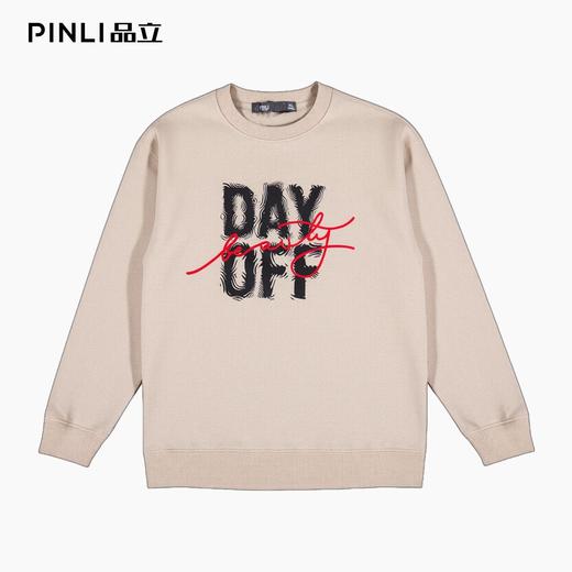 PINLI品立2025秋季新款男宽松圆领字母印花套头卫衣上衣青年潮牌BG253109017 商品图5
