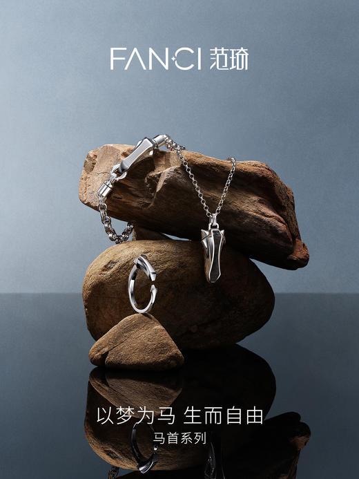 Fanci范琦 马首系列以梦为马银曜石项链轻奢2026新款送男生日礼物 商品图1