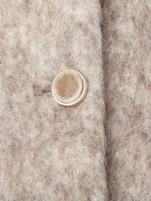 浅燕麦杂色毛呢短款外套 圆领丝绒流苏边单排扣双口袋修身显瘦秋冬法式优雅名媛风上衣 商品图2