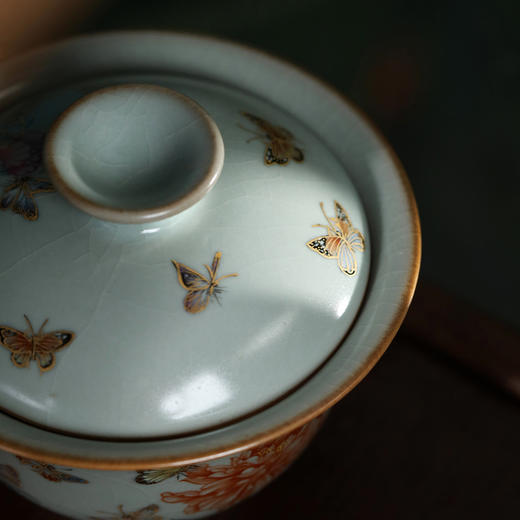 问鼎鼎峰系列天青酌泉二才盖碗（牡丹） 商品图3