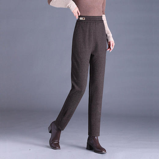 人字纹毛呢萝卜哈伦裤女冬季新款老爹裤大码显瘦宽松休闲裤子胖mm 商品图4