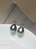 【私席真珠·新年盛宴】18k金镶大溪地黑珍珠耳针 9-10mm 水滴～椭圆 商品缩略图1