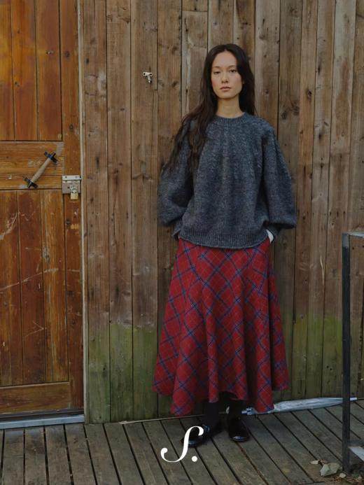 shyshystill/shy202510068/超重磅大裙摆分割红色格纹伞裙 商品图3