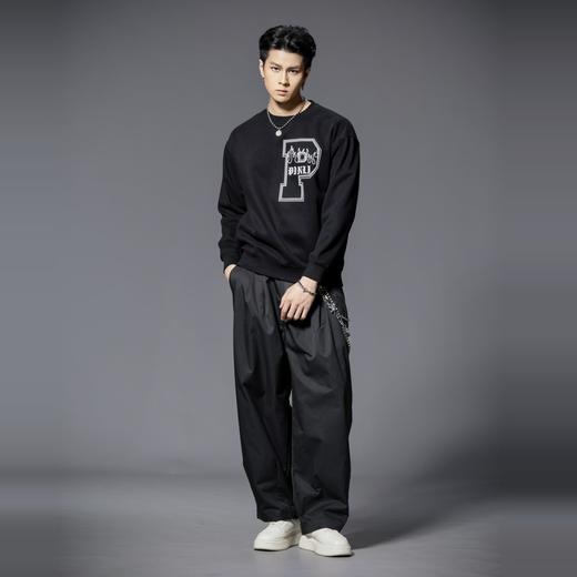 PINLI品立2025秋季新款男字母印花圆领宽松套头卫衣上衣青年潮牌BG253109019 商品图4