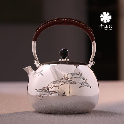李小白银壶 纯银9999烧水壶 银壶烧水壶 烧水 银壶 茶壶 金银错 鹤庆 商品图1