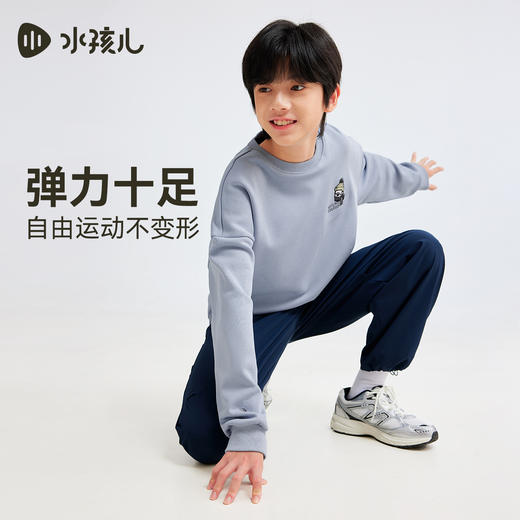 水孩儿童装加绒卫衣女童2025秋季新品男童一体绒套头上衣弹力打底 商品图3