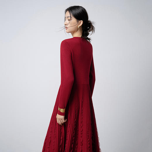 【林栖设计小店】花意妙影|彩葱花边优雅百搭2026早春新款多色毛织连衣裙T1961362 商品图4