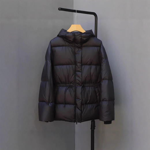 丁摩 羽绒服女中款厚款收腰白鸭绒连帽泡芙面包服中长款2405 商品图3