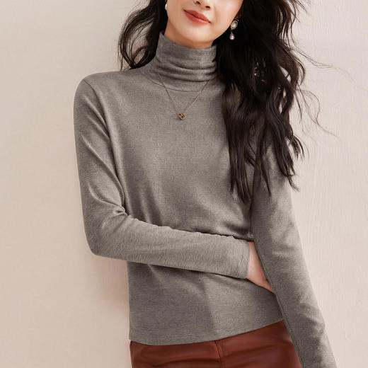 「自j」全新升级【铂金会员119/天猫159/差价40】(03208)洛诗琳美利奴精纺绵羊毛打底衫2026春季新款高领打底上衣 商品图1