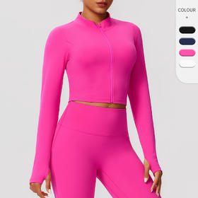 跃牌【欲动春风】系列 拉链户外跑步运动瑜伽外套显瘦健身长袖52637