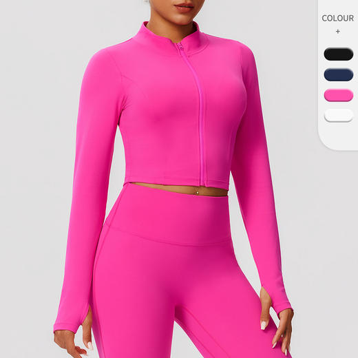 跃牌【欲动春风】系列 拉链户外跑步运动瑜伽外套显瘦健身长袖52637 商品图0