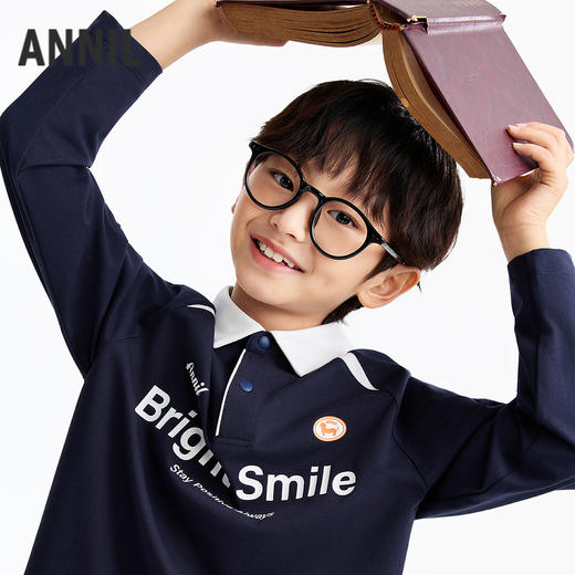 男童翻领长袖针织衫春季新款安奈儿童装EB611588 商品图1