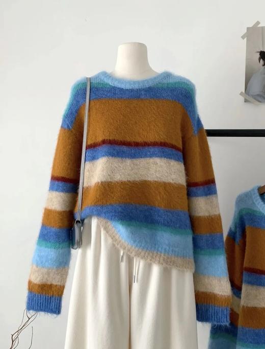 橘子落日海彩色拉毛羊毛衫，彩色条纹设计自带氛围感，拍照巨出片！（7-10天发货）【G】 商品图2