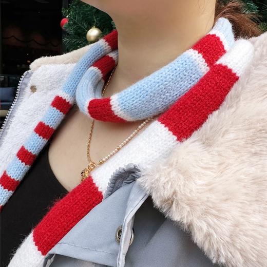 壁虎瑜伽【2601PJ475】冬季红白蓝条纹腊肠围巾 （5天发货） 商品图3