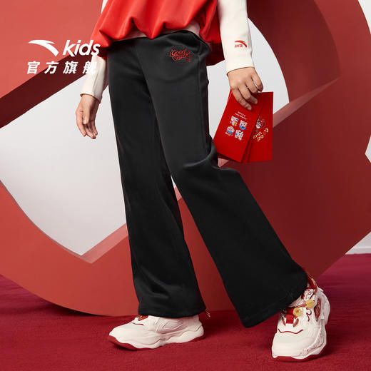 新年款安踏儿童女大童针织运动长裤2026年春新款亲肤中大童微喇裤362618715 商品图0