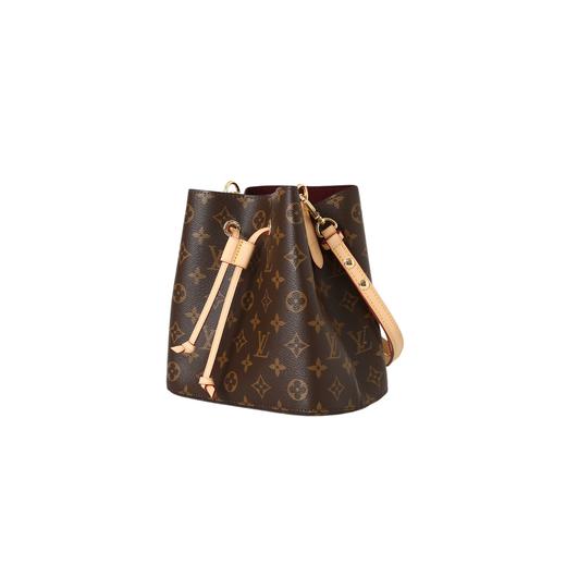 芯片全钢五金版本  可拆卸可调节肩带老花满印 涂层帆布拼牛皮革 水桶包斜挎手提包 迷你 女款 棕色， 商品图2