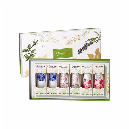 L'occitane欧舒丹6件套 烫金六件套礼盒礼袋（樱花30ml*2+乳木果30ml*2+玫瑰30ml*2） 商品图1