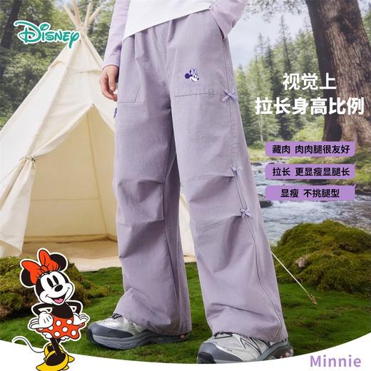 迪士尼（Disney）女童休闲时尚蝴蝶结工装裤抽绳款宽松直筒裤子26春秋新款ZD1FK018 商品图2