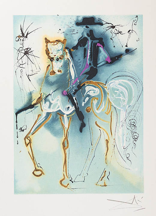 独角鹿西洋古董1983年代法国Armand & Georges Israel出版西班牙超现实主义大师萨尔瓦多·达利签名创作限量彩色石版画《斗牛士》 商品图1