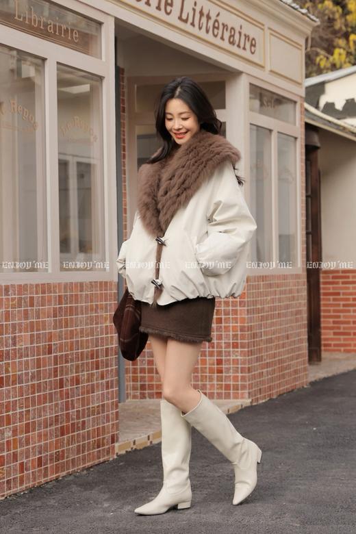 【门店同款】ENJOY冬季“游牧漫寻”狐狸毛翻领派克服 169094305 商品图7