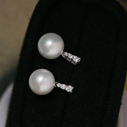 「邂逅款」淡水珍珠耳坠 10-11mm ji光 正圆 微微瑕 浪漫百搭款 S925银配件 商品图1