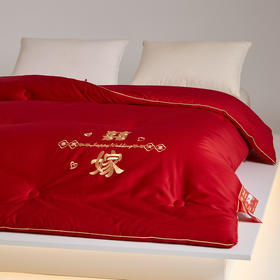 60支长绒棉婚嫁大豆被子全棉冬被加厚结婚陪嫁大红色新婚喜被春秋棉被芯