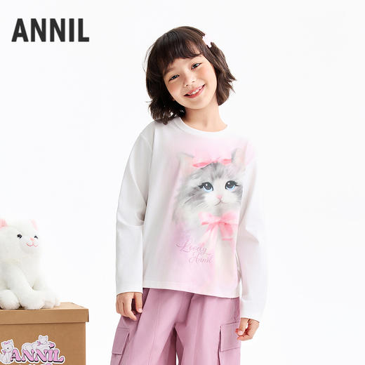 女童圆领长袖针织衫春季新款安奈儿童装EG611587 商品图1