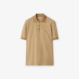 【一】BURBERRY 巴宝莉 男士马术骑士徽标刺绣棉质短袖polo衫 浅黄色 8110093 B8626