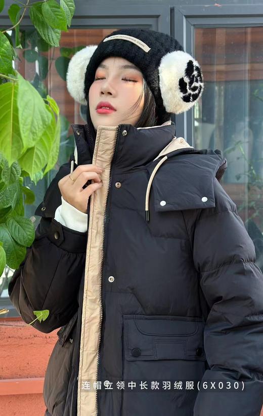 H25A6X030#高端连帽立领中长款羽绒服外套 商品图3
