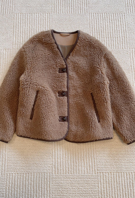 15-1 原材渠道货 小禾 骆驼绒绵羊毛混纺 轻中式 泰迪短大衣 轻盈保暖 优雅大气 商品图9