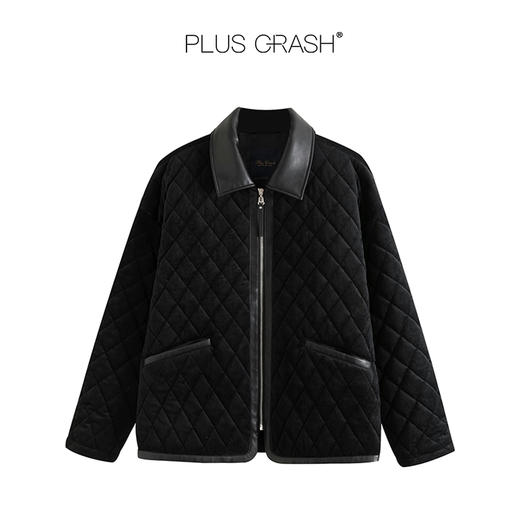 PLUS CRASH灯芯绒拼领菱形格纹棉服夹克外套男女同款PC55PJ79 商品图4