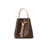 芯片全钢五金版本  可拆卸可调节肩带老花满印 涂层帆布拼牛皮革 水桶包斜挎手提包 迷你 女款 棕色， 商品缩略图1
