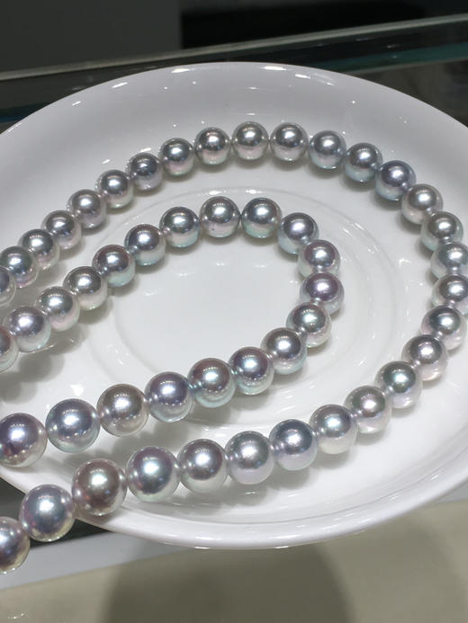 【私席真珠·新年盛宴】极光蓝玫瑰珠王Akoya珍珠项链 ，圆，极微瑕，珠光超亮，（带真科研Blue Rose大证书） 商品图8