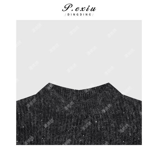 PanYiXiu/潘依绣羊毛马海毛细闪亮片柔软亲肤圆领针织毛衣L2817 商品图2