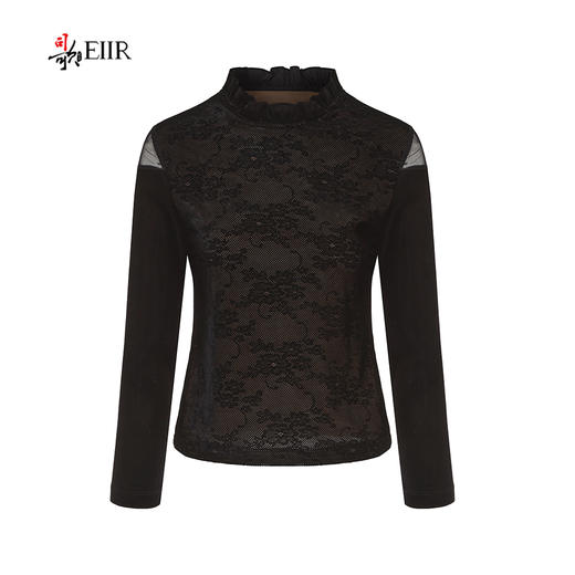 司歌丝绒提花立领长袖衫女打底衫弹力显瘦ET901349X 商品图1