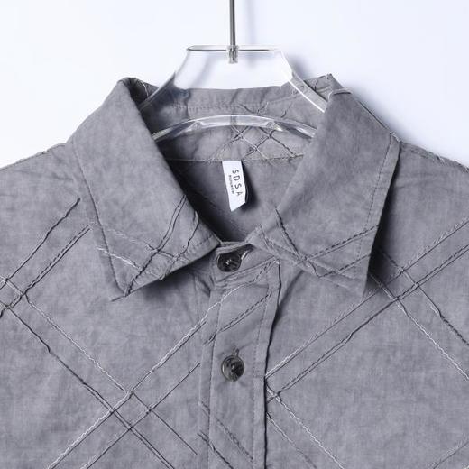 26CS03SDSA男士秋冬新款痞帅男装韩版扎染菱形设计长袖衬衫百搭时尚衬衣 商品图2