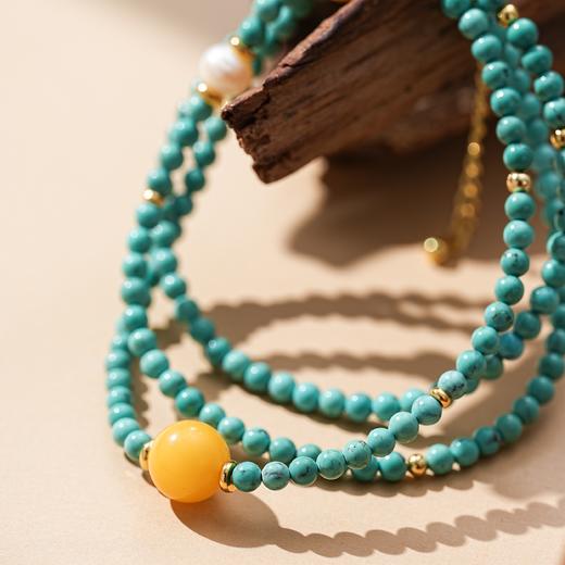 【琅玕·原矿绿松石蜜蜡项链手串】敦煌小众轻奢新中式复古民族风显白 绿松石蜜蜡项链手串女 手工串珠小众配饰 商品图4