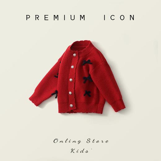 Hania2026年新年女童红色针织开衫秋冬新款中小童韩版蝴蝶结长袖毛衣套装90-140★ 商品图2