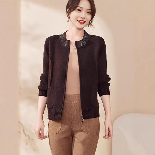 雀说毛衣开衫针织开衫外套新款洋气毛衣中老年女装上ALW1886 商品图3