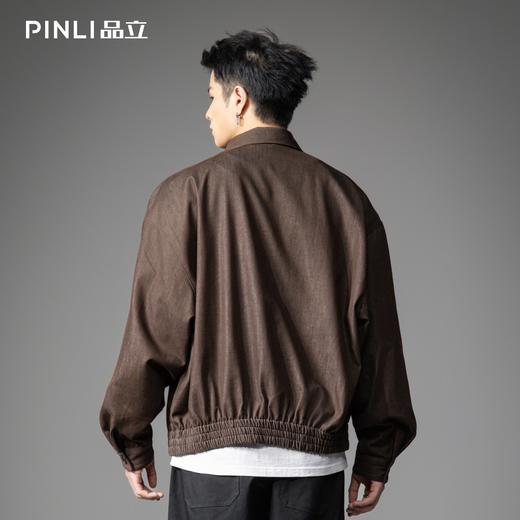 PINLI品立2026春季新款男士潮牌宽松翻领落肩袖纯色茄克外套上衣GD262104007 商品图2