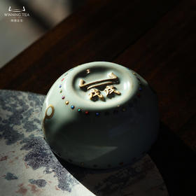 问鼎汝瓷鼎峰系列天青戊戌七宝战鼓杯（描金）