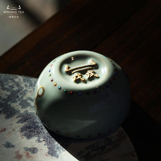 问鼎汝瓷鼎峰系列天青戊戌七宝战鼓杯（描金） 商品图0