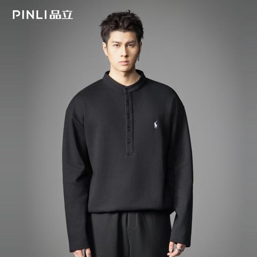PINLI品立2026春季新款青年男士宽松立领落肩长袖T恤打底上衣潮牌GD262111006 商品图3