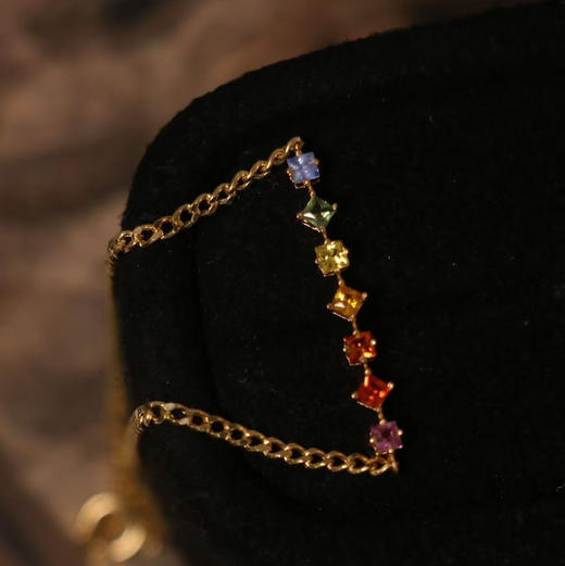 18K 厚金彩色蓝宝石手链｜纯金高档镶嵌 送礼物心意臻藏款 商品图0