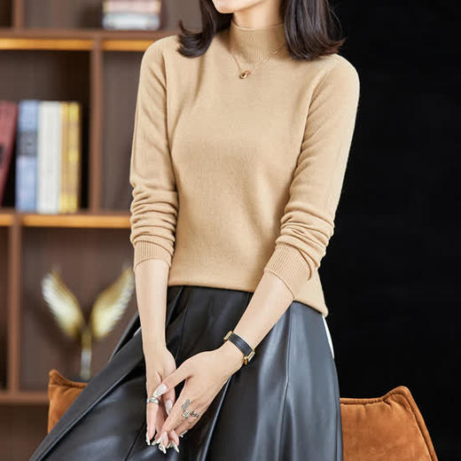 丁摩 山羊绒羊毛半高领毛衣打底衫2856WX153 商品图2