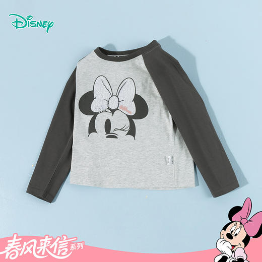 迪士尼（Disney）女童长袖T恤甜美运动休闲撞色7A级抗菌插肩袖2026春季新款上衣ZD1FS034 商品图4